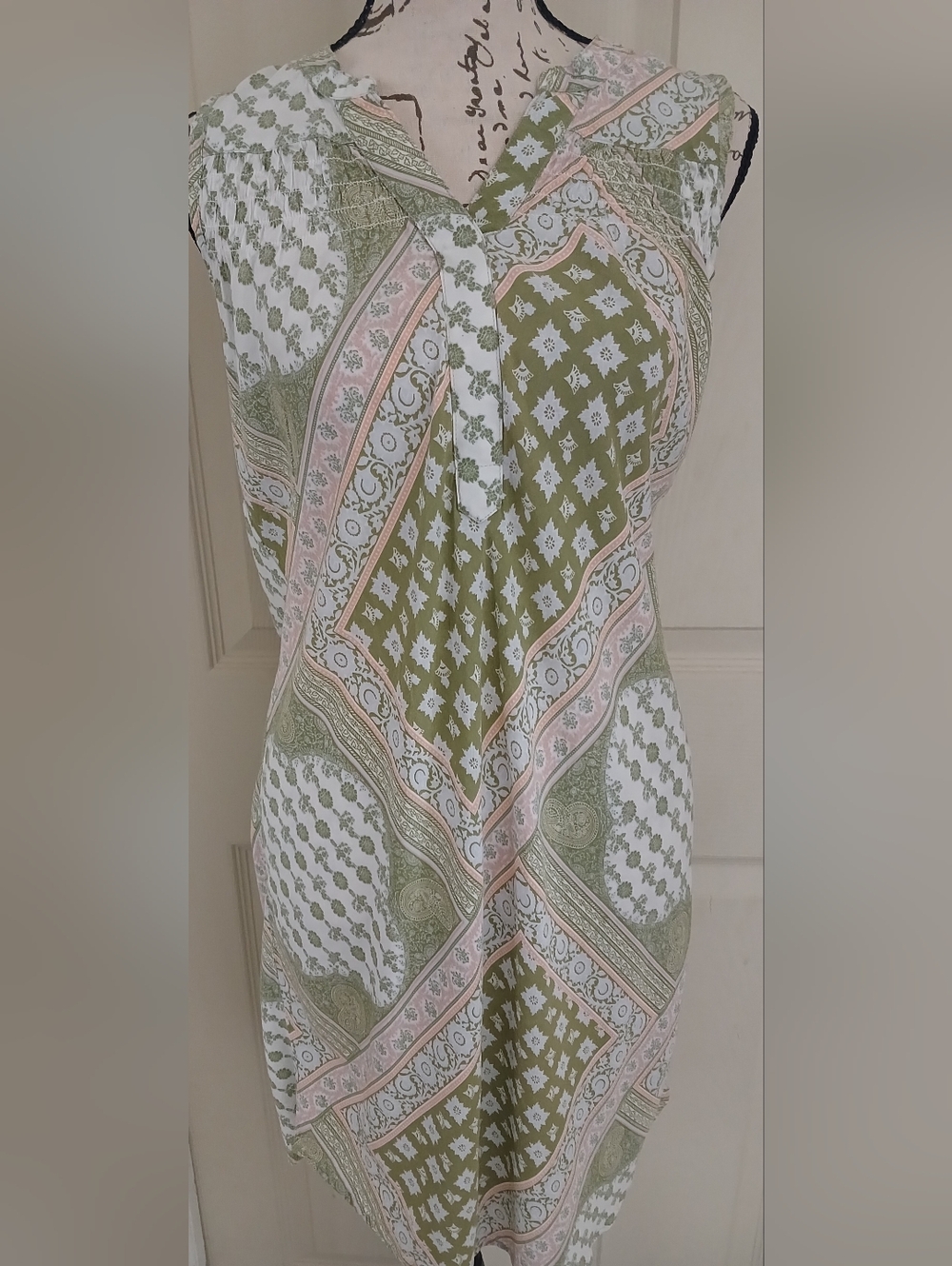Aventura Olive, Blush and White One-Shoulder Paisley Print Dress